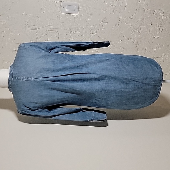 Vineyard Vines Shirt Dress Tunic V-neck 3/4 Sleeve Lyocell Linen Chambray 0 XS - Picture 8 of 16